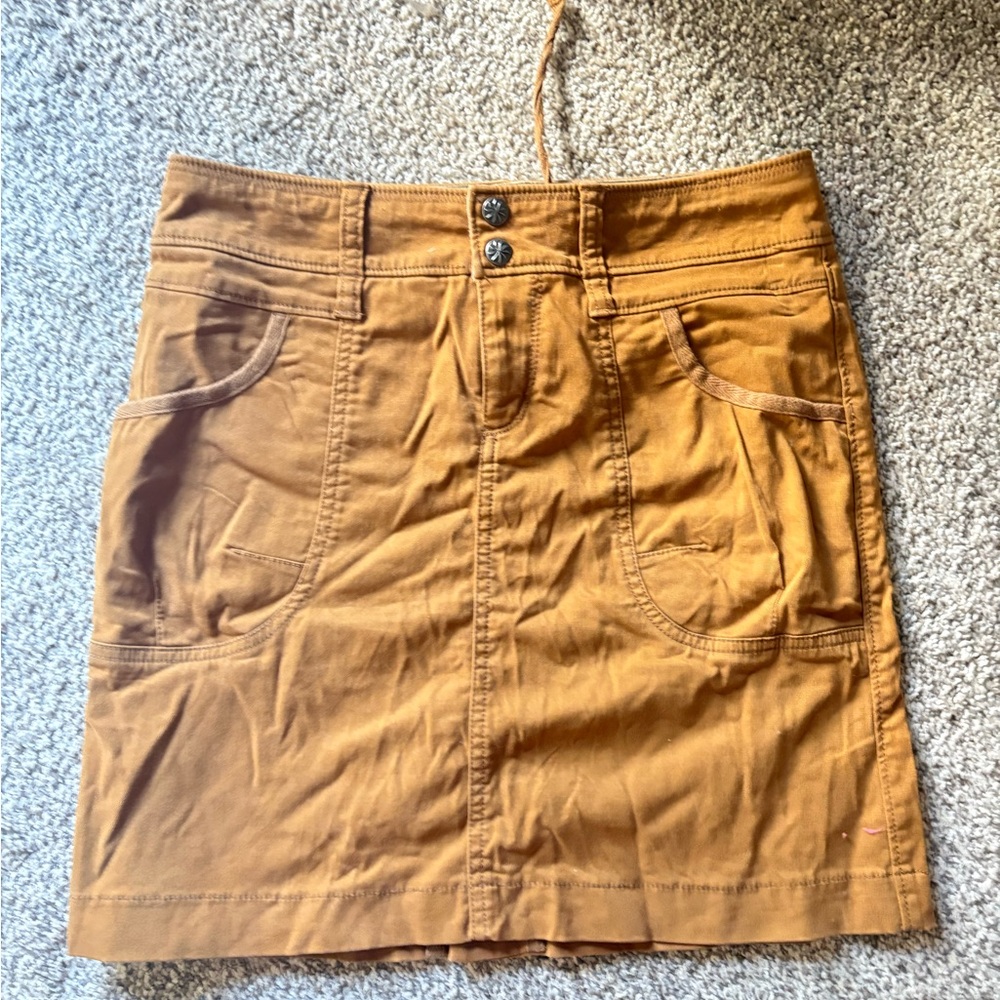 Athleta Tan Mini Skirt with Button Detail